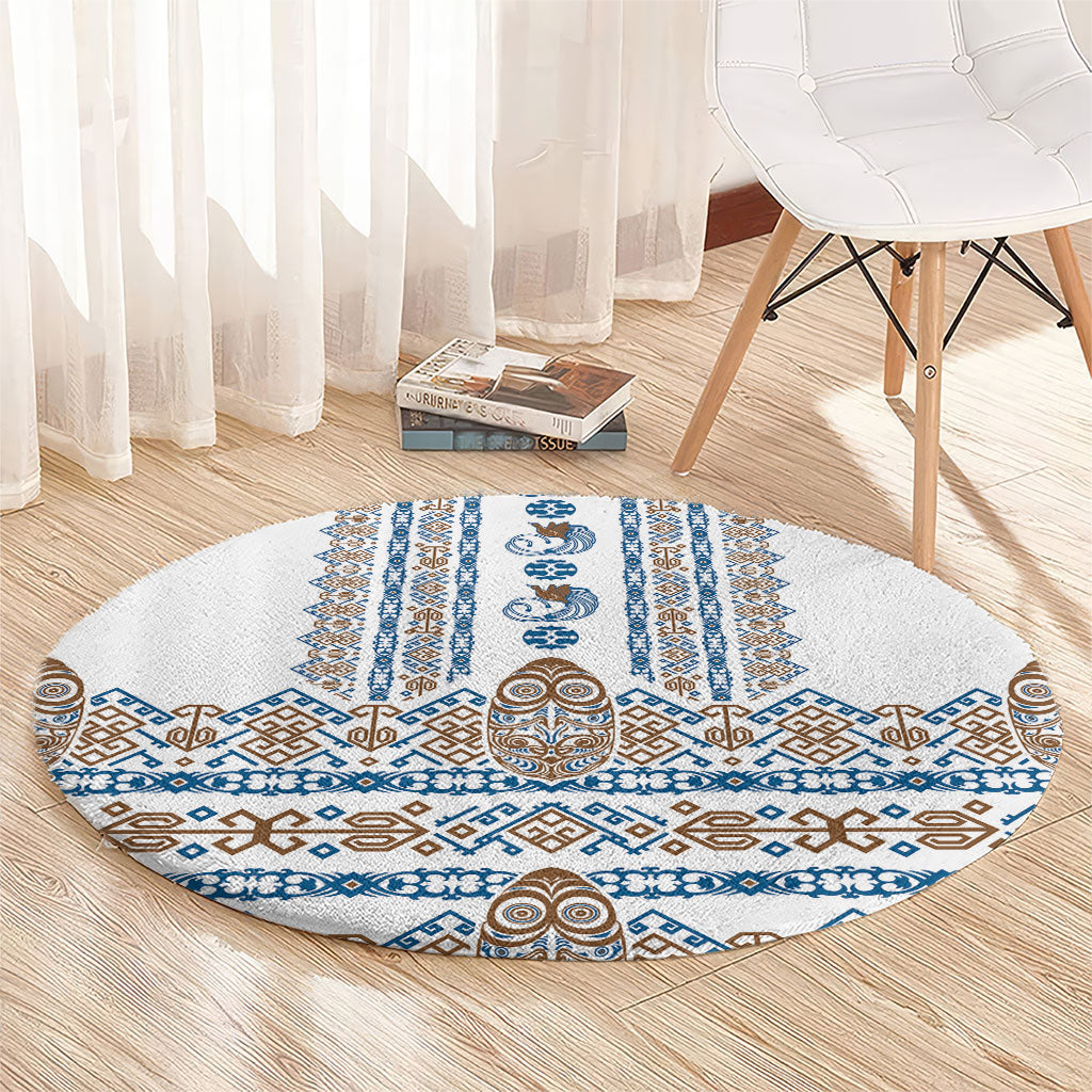 Papua New Guinea Bird Ethnic Round Carpet Papuan Batik Inspired Pattern