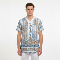 Personalised Papua New Guinea Bird Ethnic Scrub Top Papuan Batik Inspired Pattern