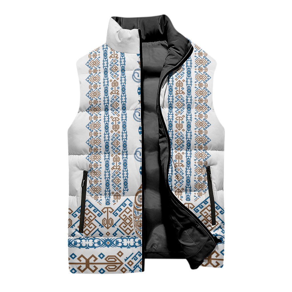 Personalised Papua New Guinea Bird Ethnic Sleeveless Puffer Jacket Papuan Batik Inspired Pattern