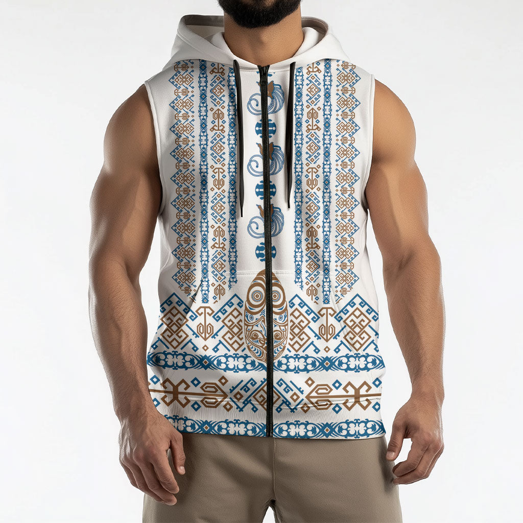 Personalised Papua New Guinea Bird Ethnic Sleeveless Zip Hoodie Papuan Batik Inspired Pattern