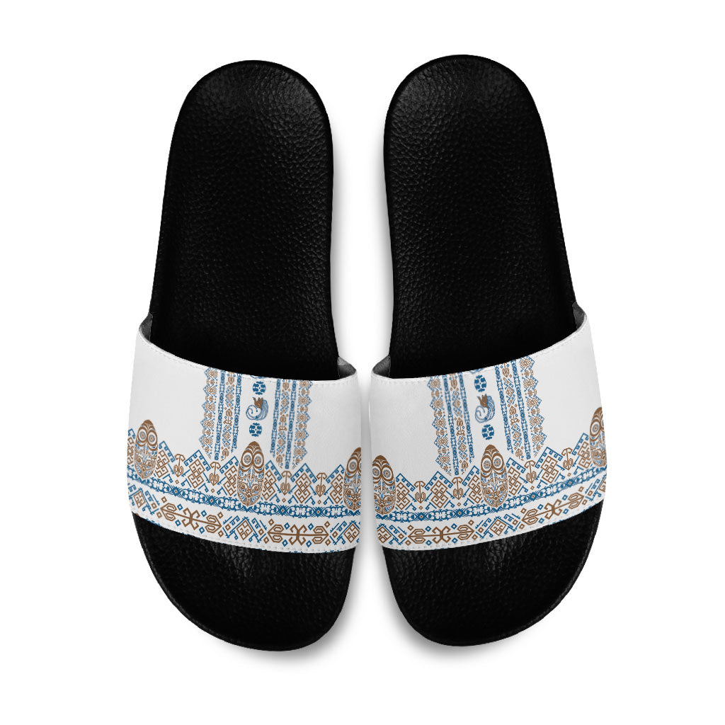 Papua New Guinea Bird Ethnic Slide Sandals Papuan Batik Inspired Pattern