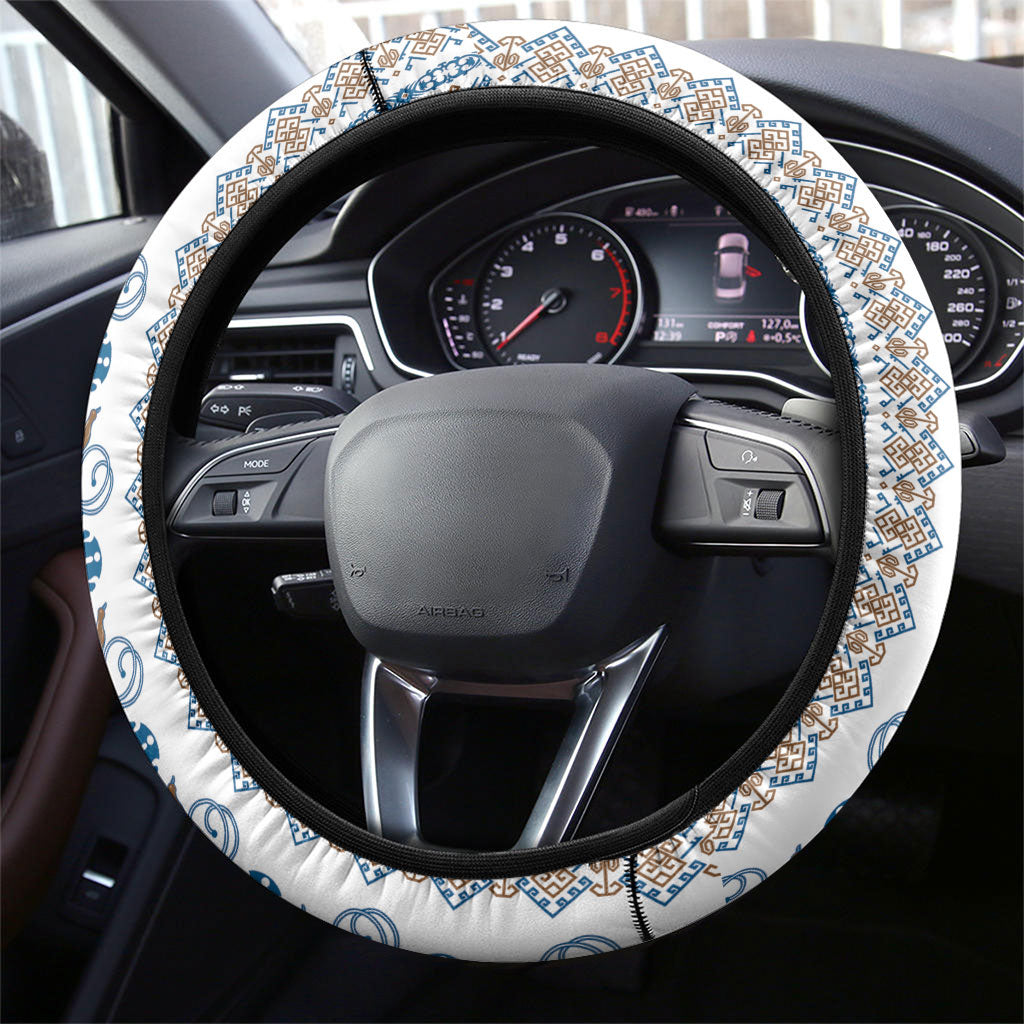 Papua New Guinea Bird Ethnic Steering Wheel Cover Papuan Batik Inspired Pattern