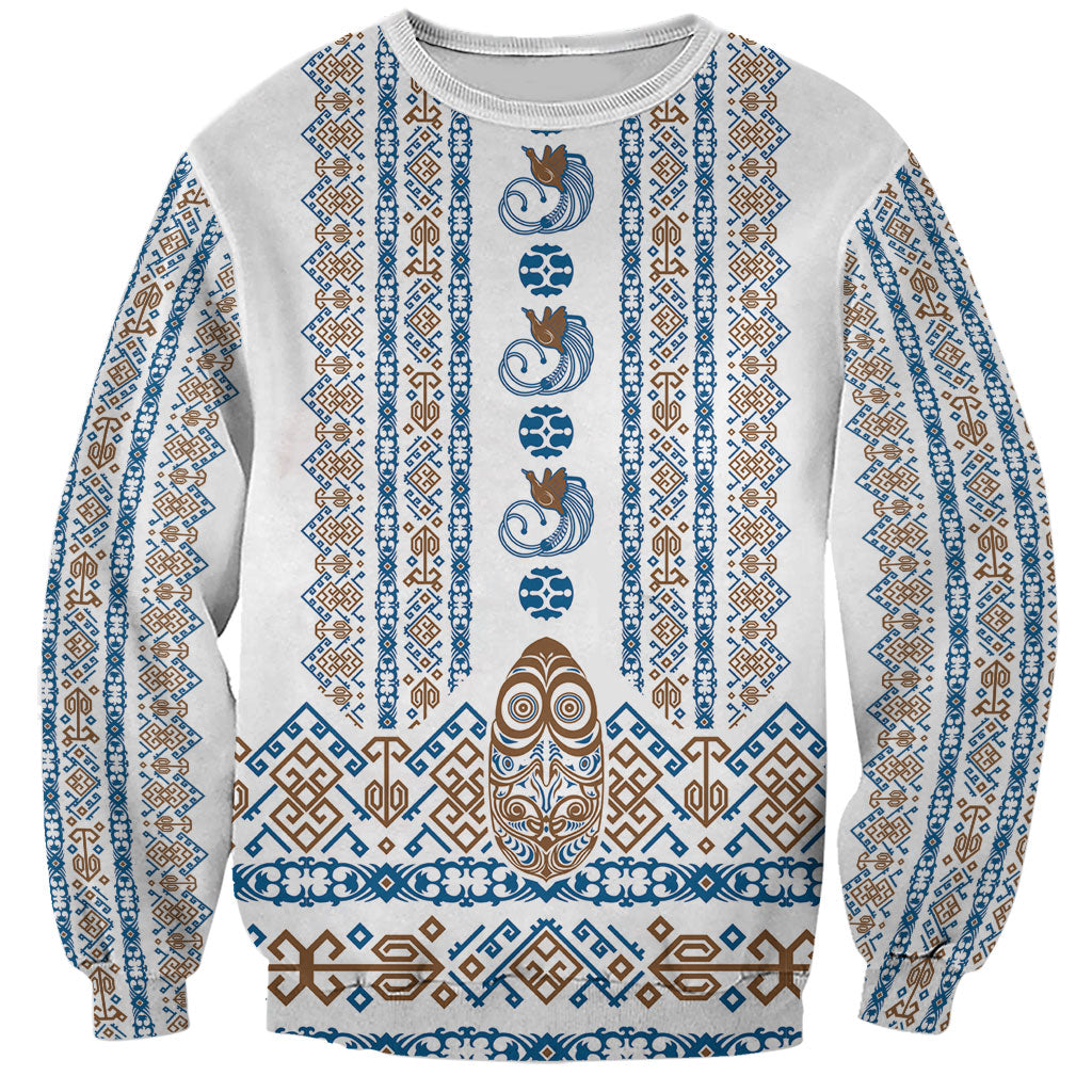 Personalised Papua New Guinea Bird Ethnic Sweatshirt Papuan Batik Inspired Pattern LT9 Unisex White - Polynesian Pride