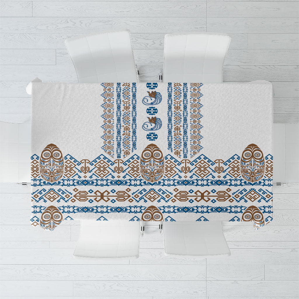 Papua New Guinea Bird Ethnic Tablecloth Papuan Batik Inspired Pattern LT9 White - Polynesian Pride