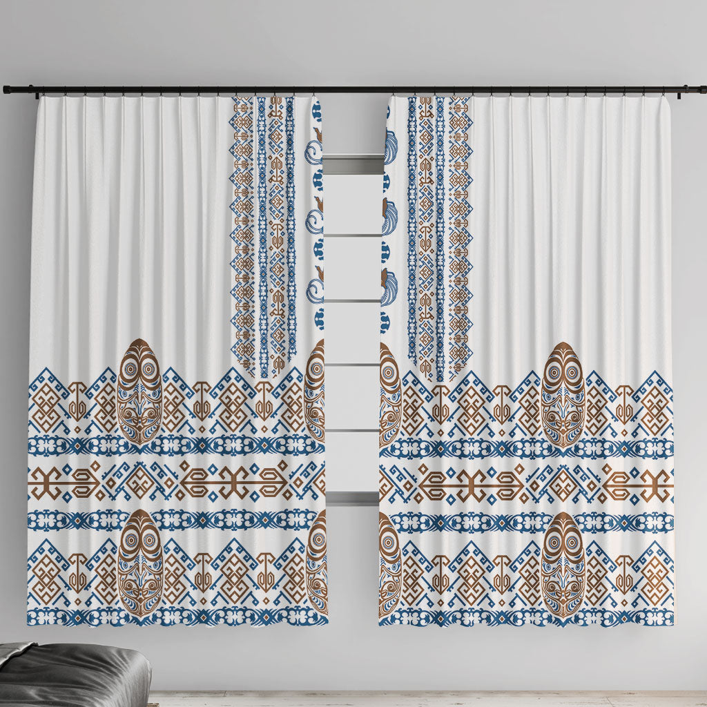 Papua New Guinea Bird Ethnic Window Curtain Papuan Batik Inspired Pattern LT9 With Hooks White - Polynesian Pride