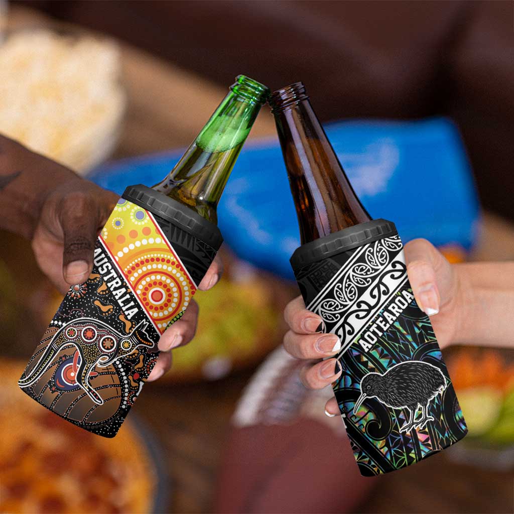 New Zealand and Australia Can Cooler Tumbler Maori Mix Aboriginal Art Style