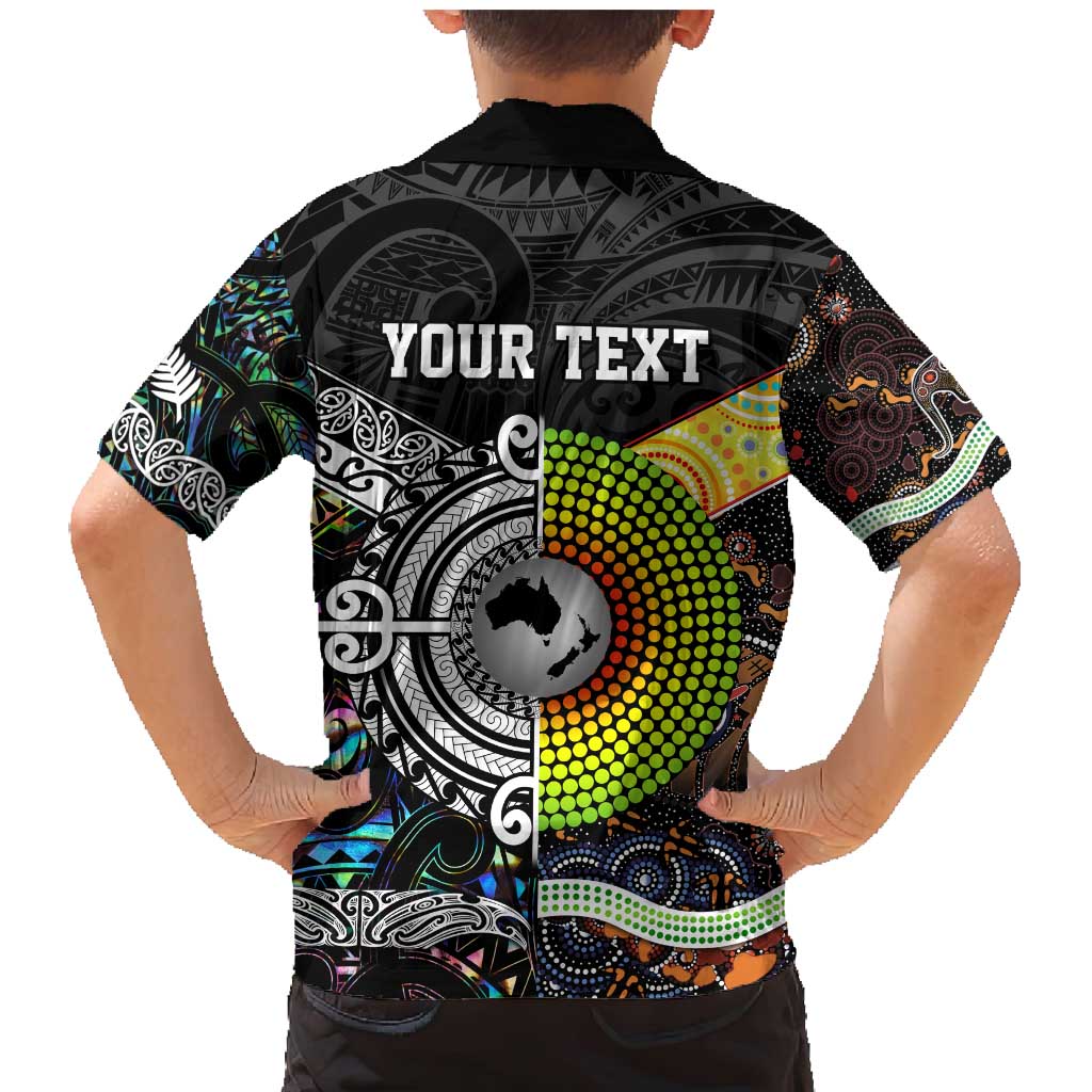 New Zealand and Australia Family Matching Mermaid Dress and Hawaiian Shirt Maori Mix Aboriginal Art Style