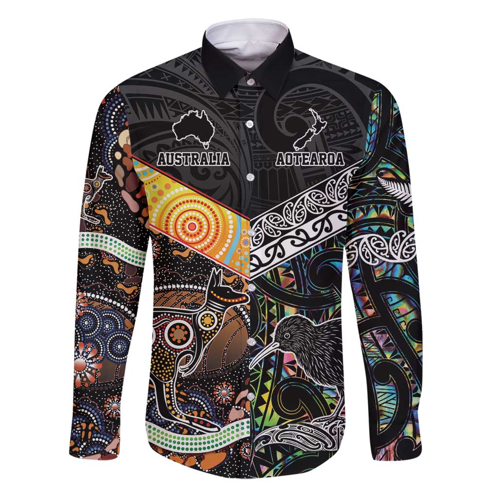 New Zealand and Australia Family Matching Mermaid Dress and Hawaiian Shirt Maori Mix Aboriginal Art Style