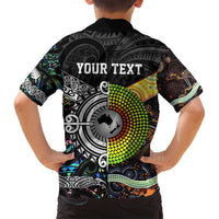 New Zealand and Australia Family Matching Off Shoulder Maxi Dress and Hawaiian Shirt Maori Mix Aboriginal Art Style