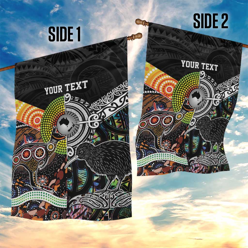 Personalised New Zealand and Australia Garden Flag Maori Mix Aboriginal Art Style LT9 - Polynesian Pride