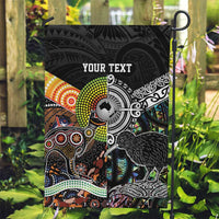 Personalised New Zealand and Australia Garden Flag Maori Mix Aboriginal Art Style LT9 Garden Flag Black - Polynesian Pride