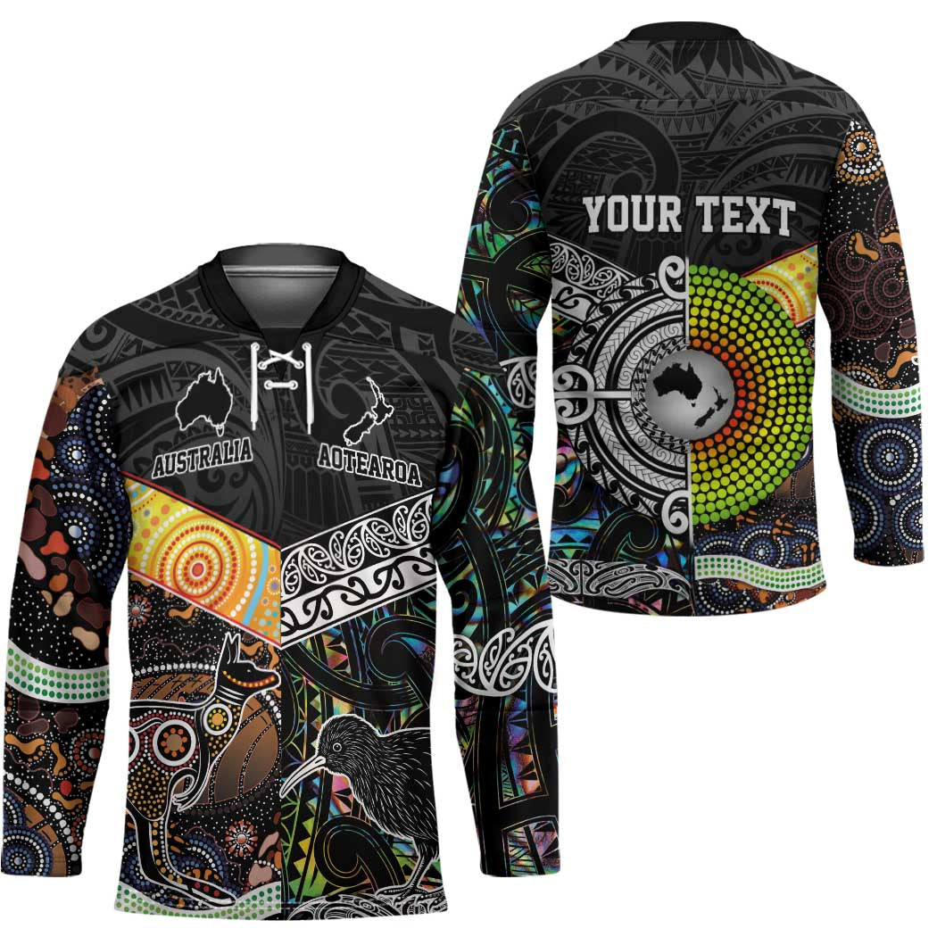 Australia New Zealand Personalised Hockey Jersey Maori Aboriginal Art Style - Polynesian Pride