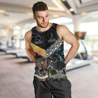 New Zealand and Australia Men Tank Top Maori Mix Aboriginal Art Style