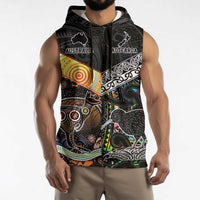 Australia New Zealand Personalised Sleeveless Hoodie Maori Aboriginal Art Style - Polynesian Pride