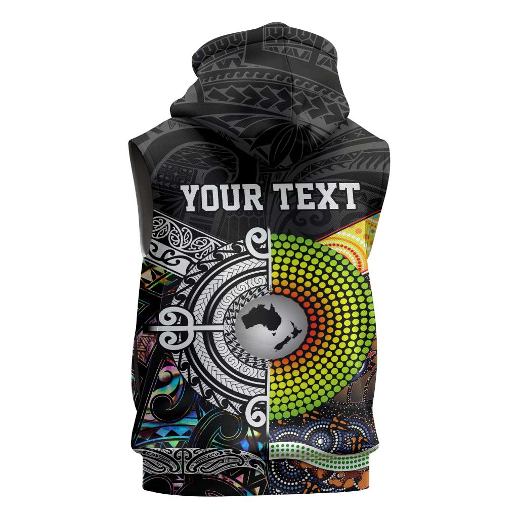 Australia New Zealand Personalised Sleeveless Zip Hoodie Maori Aboriginal Art Style LT9