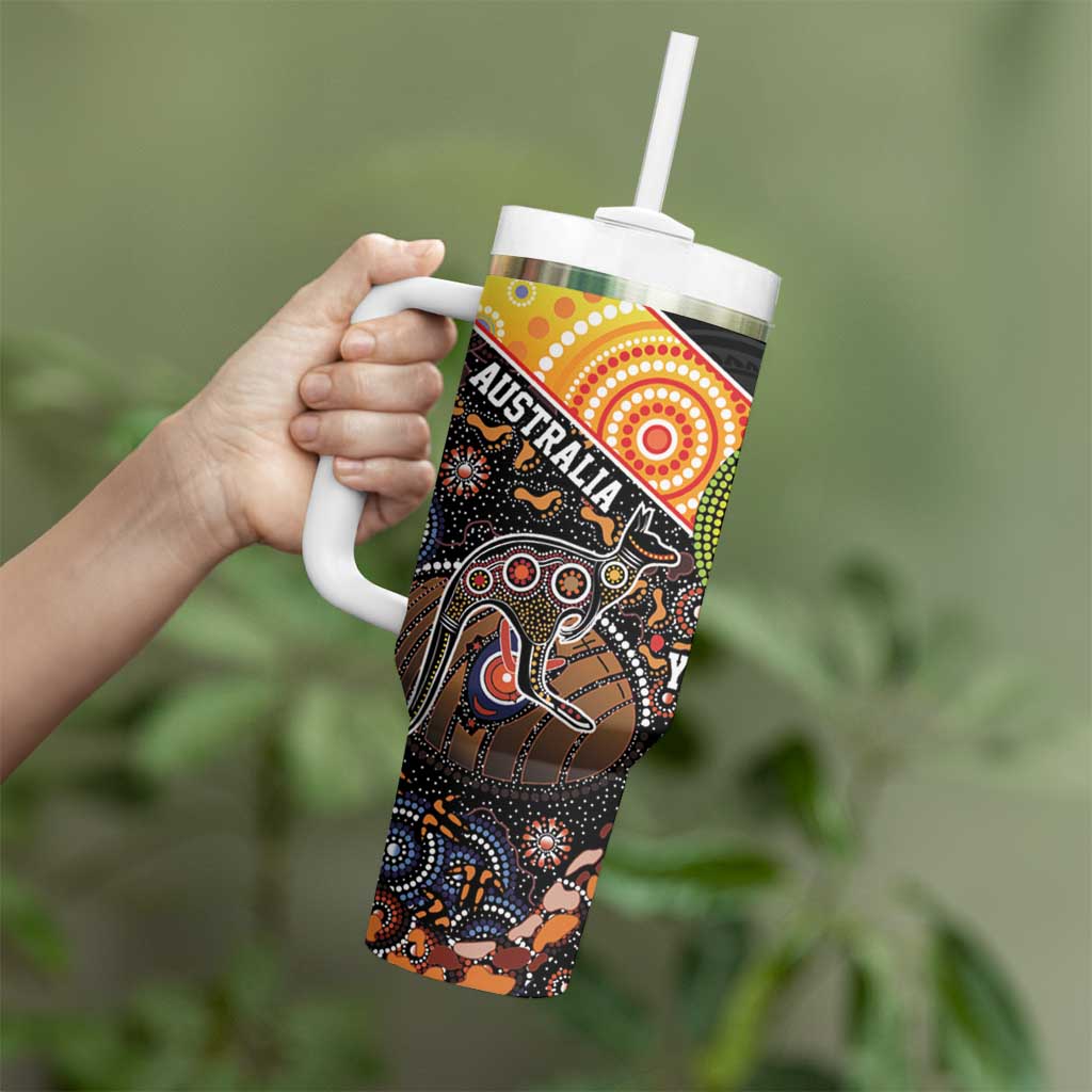 Personalised New Zealand and Australia Tumbler With Handle Maori Mix Aboriginal Art Style LT9 - Polynesian Pride