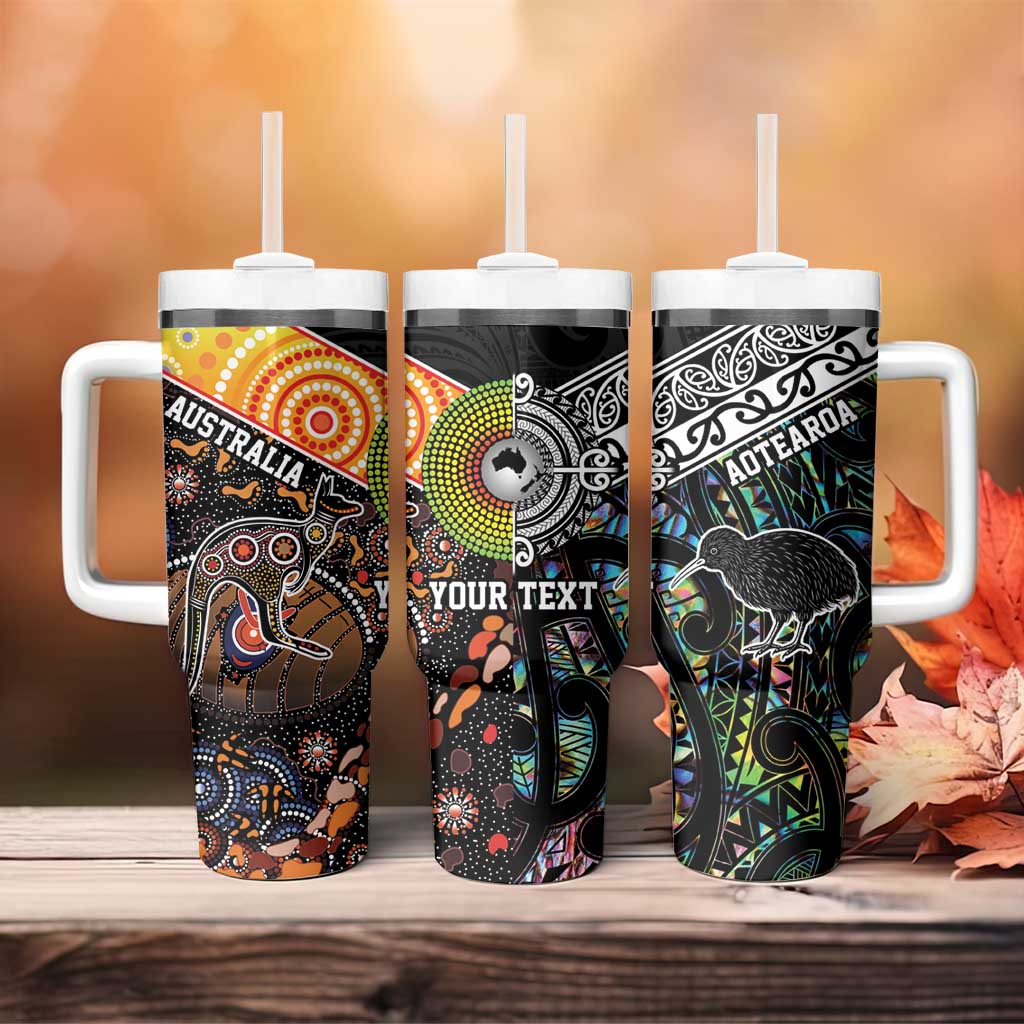 Personalised New Zealand and Australia Tumbler With Handle Maori Mix Aboriginal Art Style LT9 - Polynesian Pride