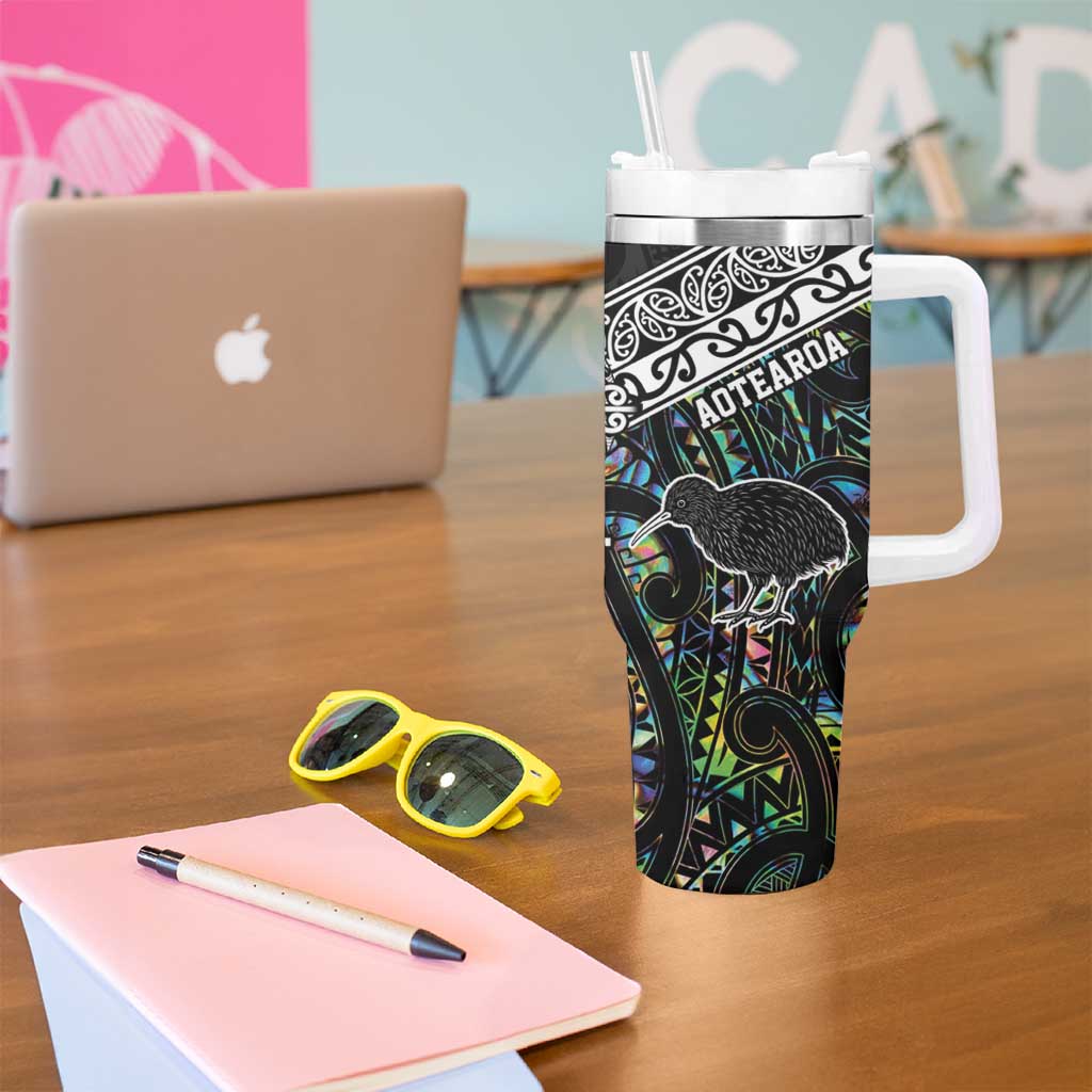 Personalised New Zealand and Australia Tumbler With Handle Maori Mix Aboriginal Art Style LT9 - Polynesian Pride