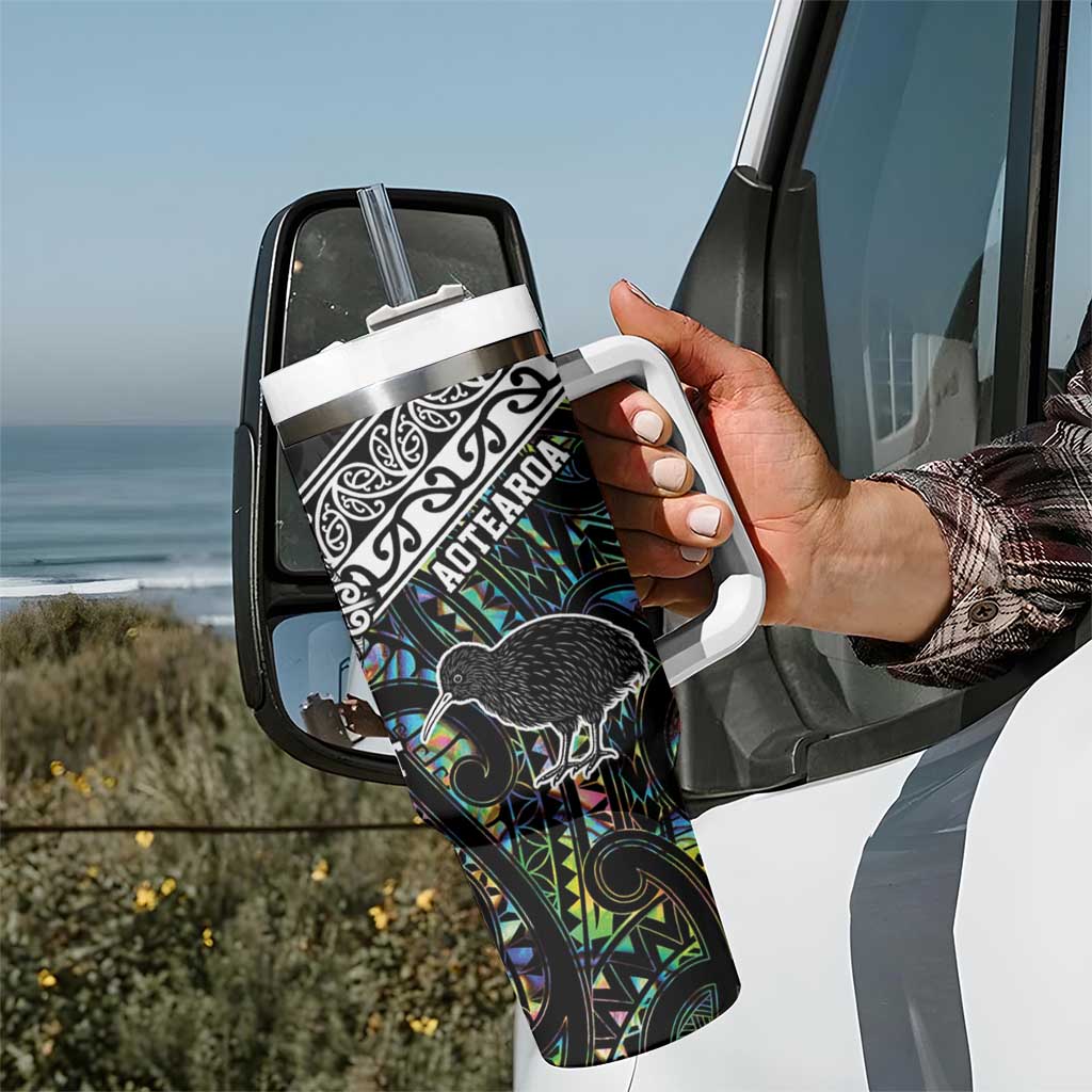 Personalised New Zealand and Australia Tumbler With Handle Maori Mix Aboriginal Art Style LT9 - Polynesian Pride