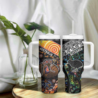 Personalised New Zealand and Australia Tumbler With Handle Maori Mix Aboriginal Art Style LT9 - Polynesian Pride