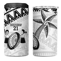 Custom Fiji Rugby Pacific 4 in 1 Can Cooler Tumbler Polynesian Palm Tattoo LT9 One Size: 16 oz White - Polynesian Pride