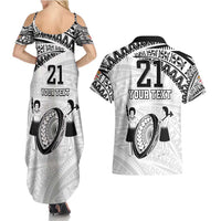 Custom Fiji Rugby Pacific Couples Matching Summer Maxi Dress and Hawaiian Shirt Polynesian Palm Tattoo LT9 - Polynesian Pride