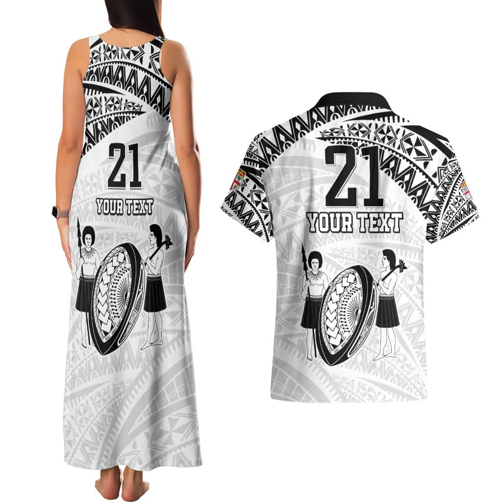 Custom Fiji Rugby Pacific Couples Matching Tank Maxi Dress and Hawaiian Shirt Polynesian Palm Tattoo LT9 - Polynesian Pride