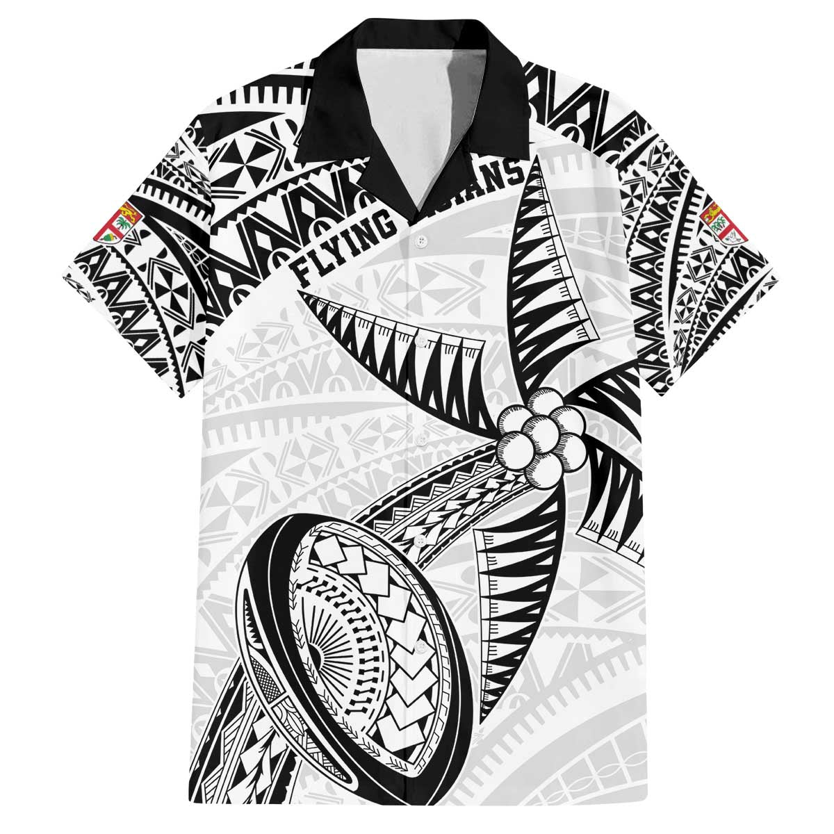 Custom Fiji Rugby Pacific Family Matching Off The Shoulder Long Sleeve Dress and Hawaiian Shirt Polynesian Palm Tattoo