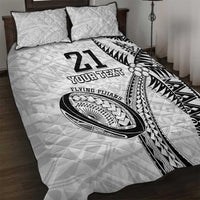 Custom Fiji Rugby Pacific Quilt Bed Set Polynesian Palm Tattoo