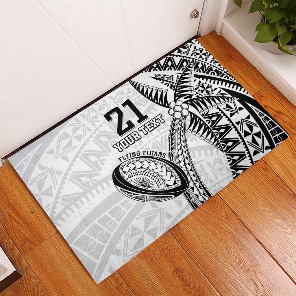 Custom Fiji Rugby Pacific Rubber Doormat Polynesian Palm Tattoo LT9 - Polynesian Pride