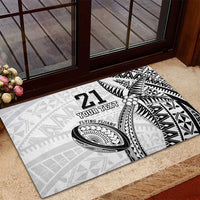 Custom Fiji Rugby Pacific Rubber Doormat Polynesian Palm Tattoo LT9 - Polynesian Pride