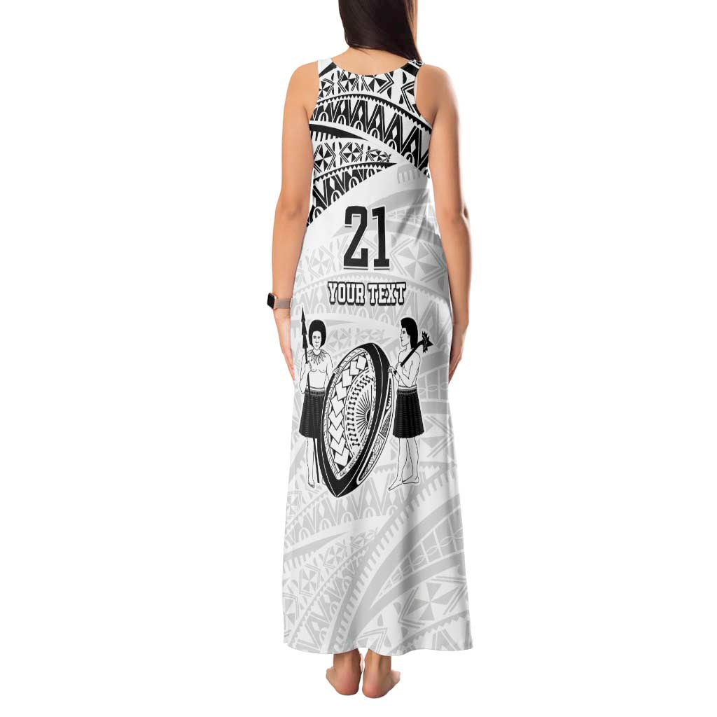 Custom Fiji Rugby Pacific Tank Maxi Dress Polynesian Palm Tattoo