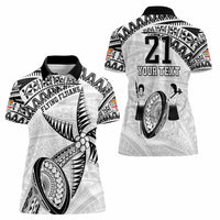 Custom Fiji Rugby Pacific Women Polo Shirt Polynesian Palm Tattoo LT9 - Polynesian Pride