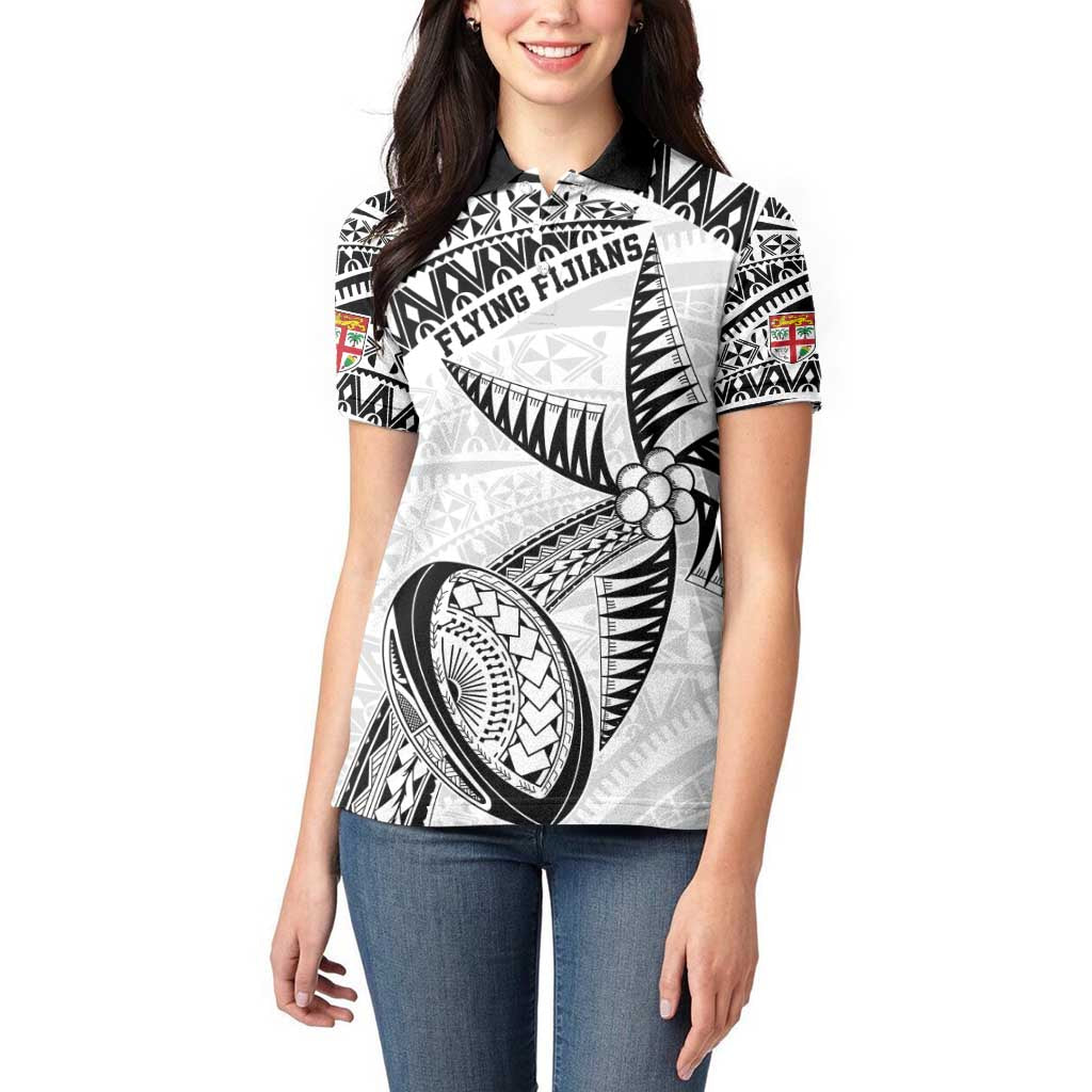Custom Fiji Rugby Pacific Women Polo Shirt Polynesian Palm Tattoo LT9 - Polynesian Pride