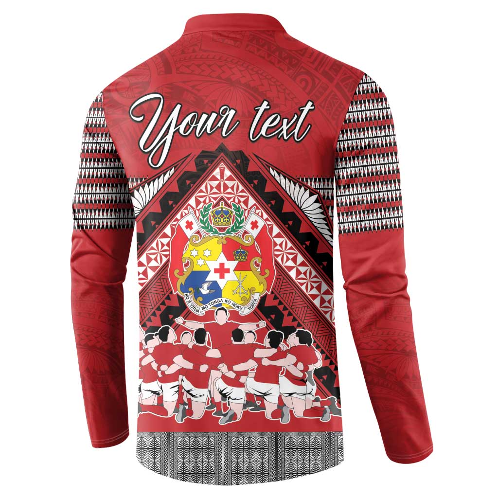 Personalised Tonga Rugby Pacific Button Sweatshirt Ikale Tahi Sipi Tau