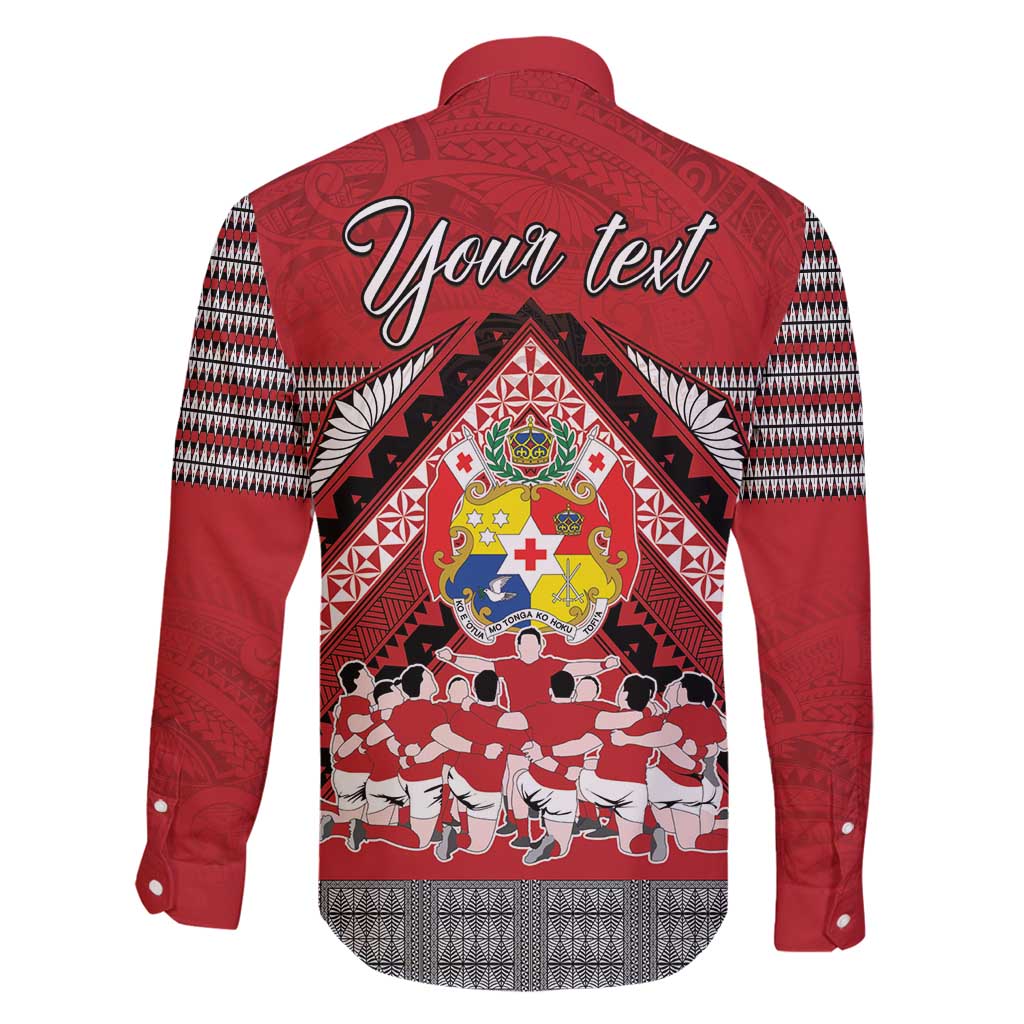 Personalised Tonga Rugby Pacific Family Matching Long Sleeve Bodycon Dress and Hawaiian Shirt Ikale Tahi Sipi Tau