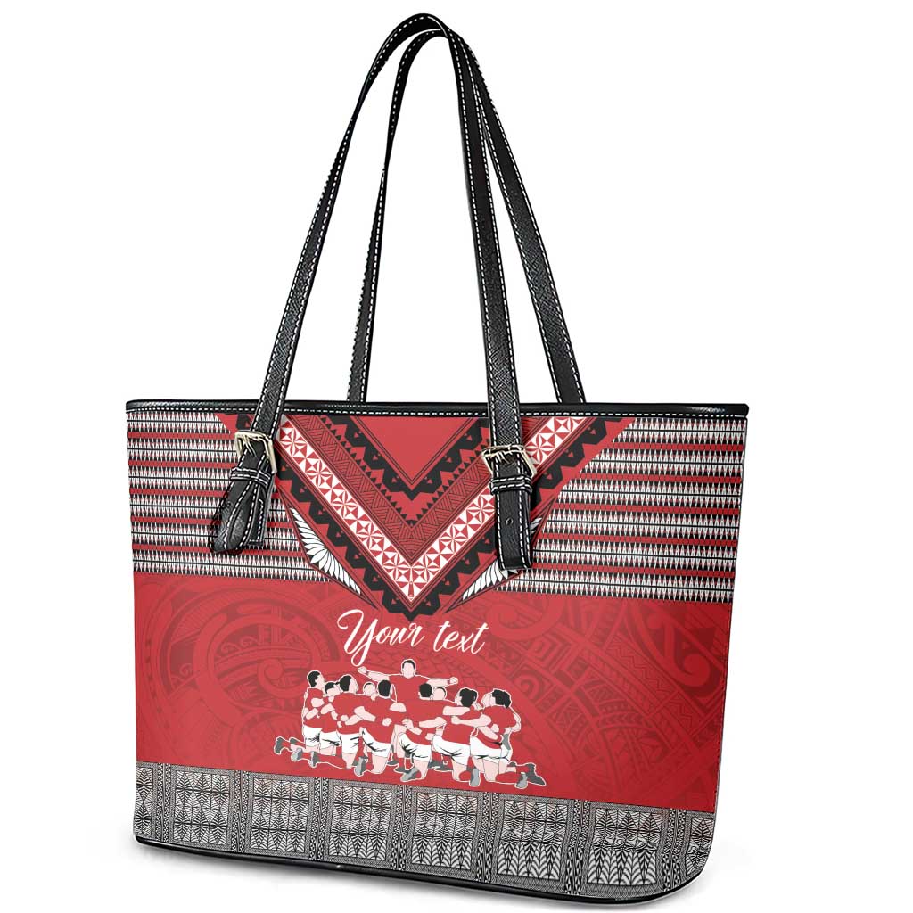 Personalised Tonga Rugby Pacific Leather Tote Bag Ikale Tahi Sipi Tau