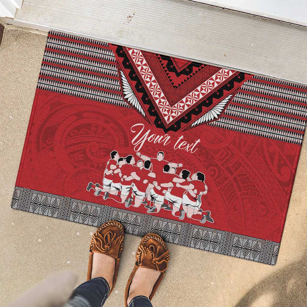 Personalised Tonga Rugby Pacific Rubber Doormat Ikale Tahi Sipi Tau
