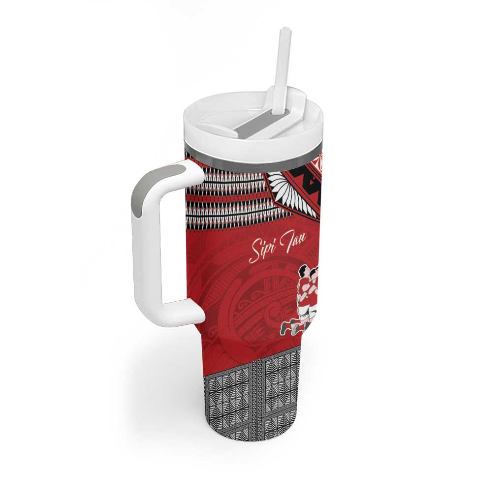 Personalised Tonga Rugby Pacific Tumbler With Handle Ikale Tahi Sipi Tau