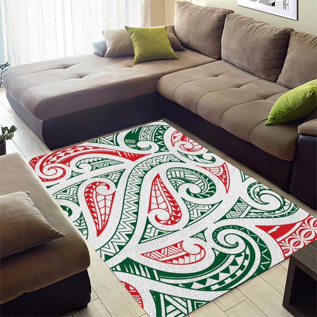 New Zealand Kowhaiwhai Christmas Area Rug Traditional Maori Koru Pattern - Polynesian Pride