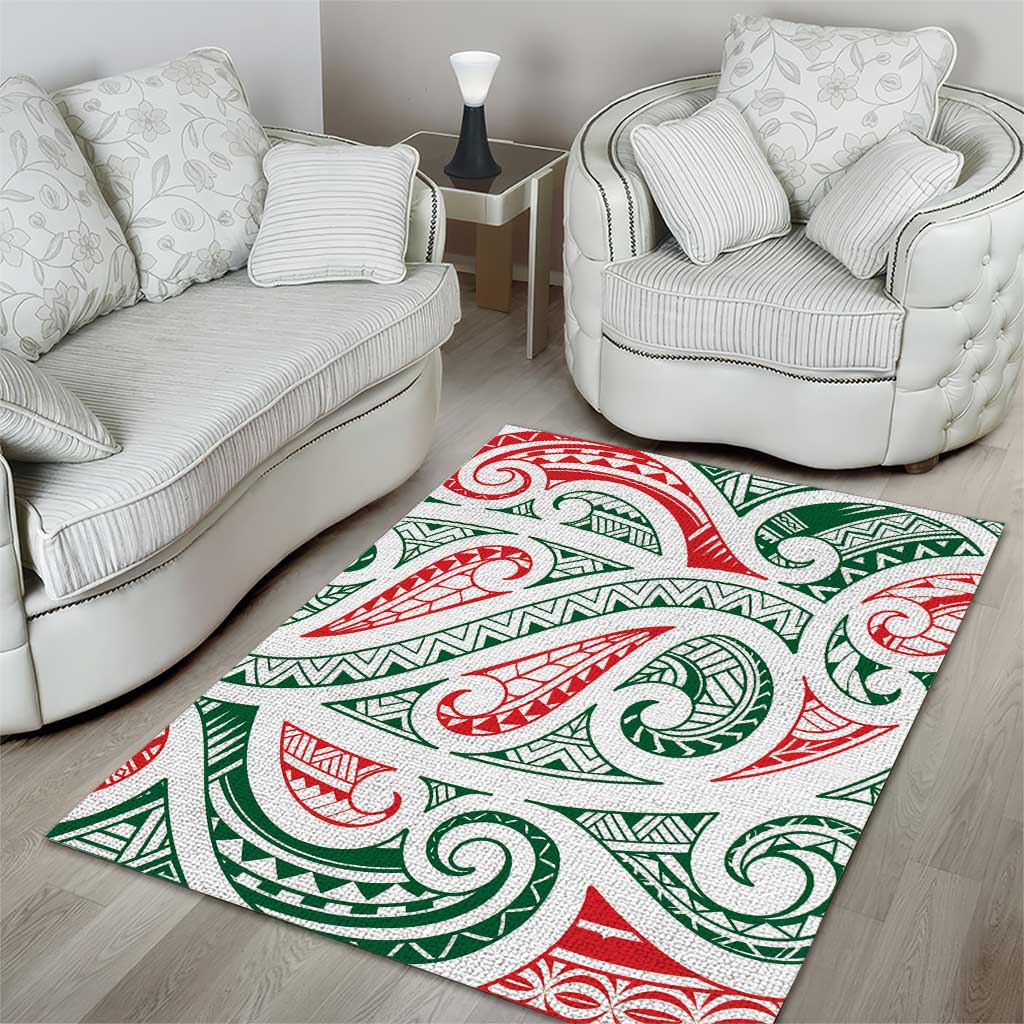 New Zealand Kowhaiwhai Christmas Area Rug Traditional Maori Koru Pattern - Polynesian Pride