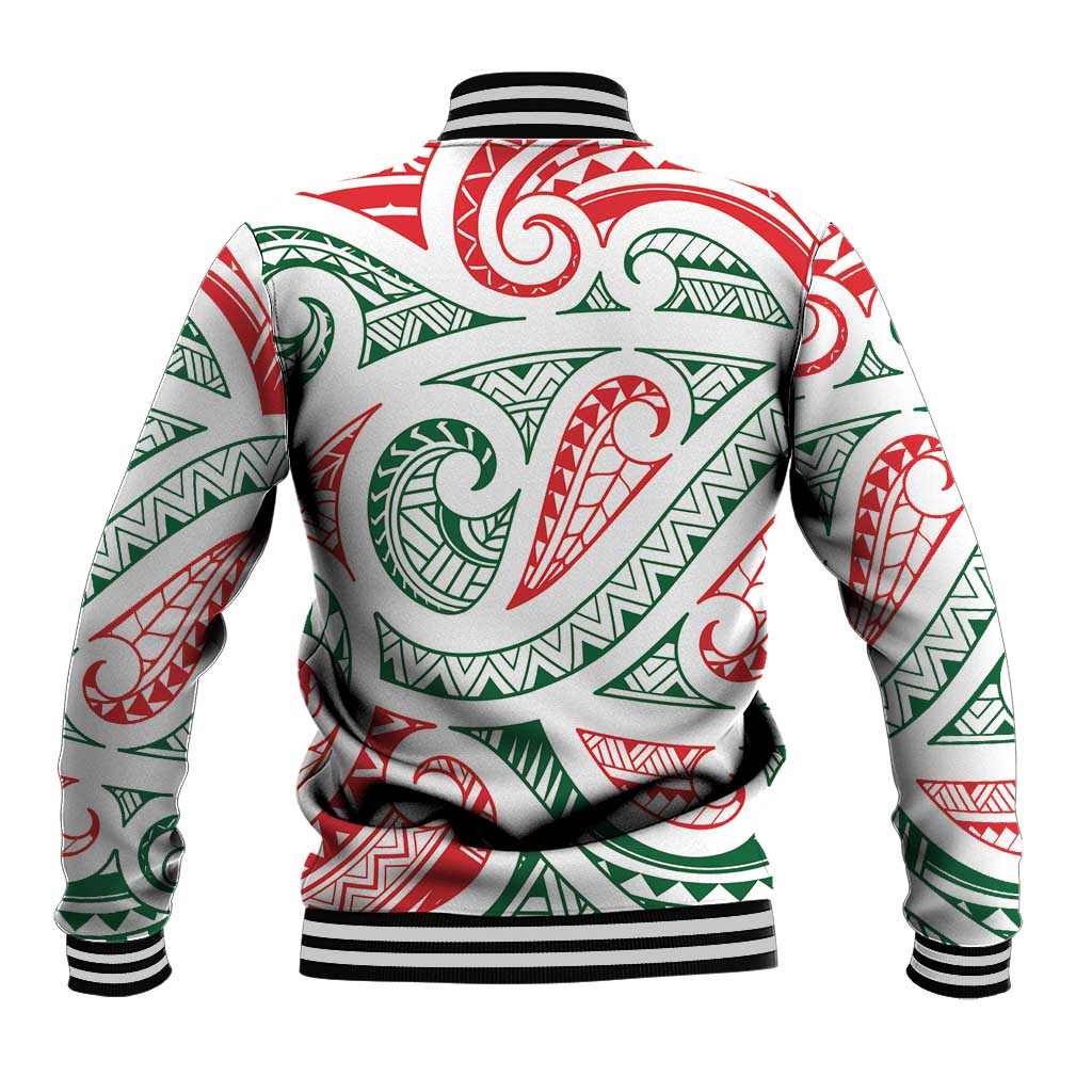 New Zealand Kowhaiwhai Christmas Baseball Jacket Traditional Maori Koru Pattern - Polynesian Pride