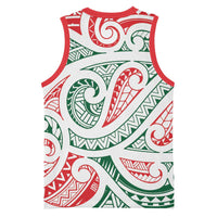 New Zealand Kowhaiwhai Christmas Basketball Jersey Traditional Maori Koru Pattern - Polynesian Pride