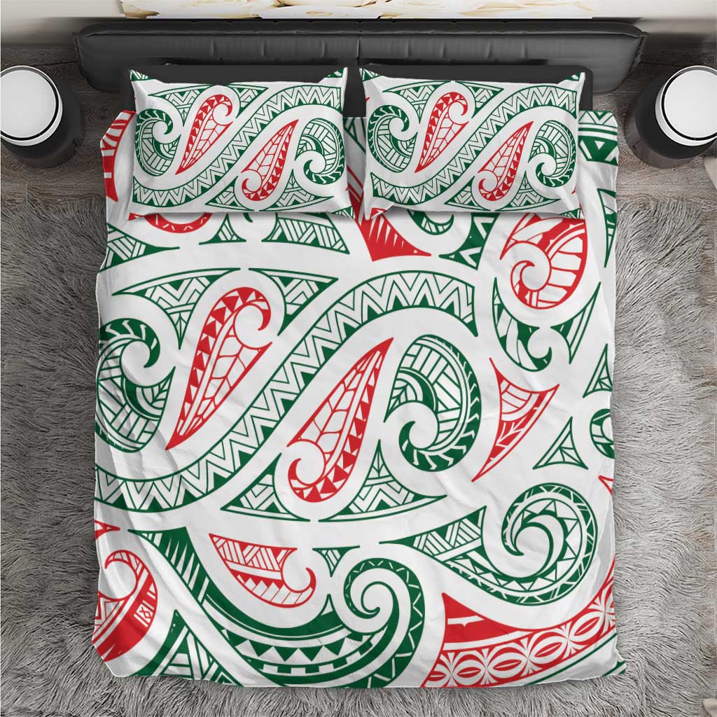 New Zealand Kowhaiwhai Christmas Bedding Set Traditional Maori Koru Pattern - Polynesian Pride
