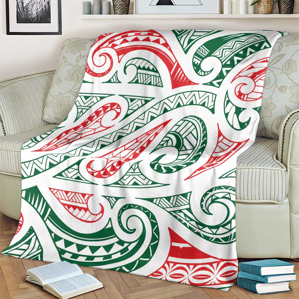 New Zealand Kowhaiwhai Christmas Blanket Traditional Maori Koru Pattern - Polynesian Pride
