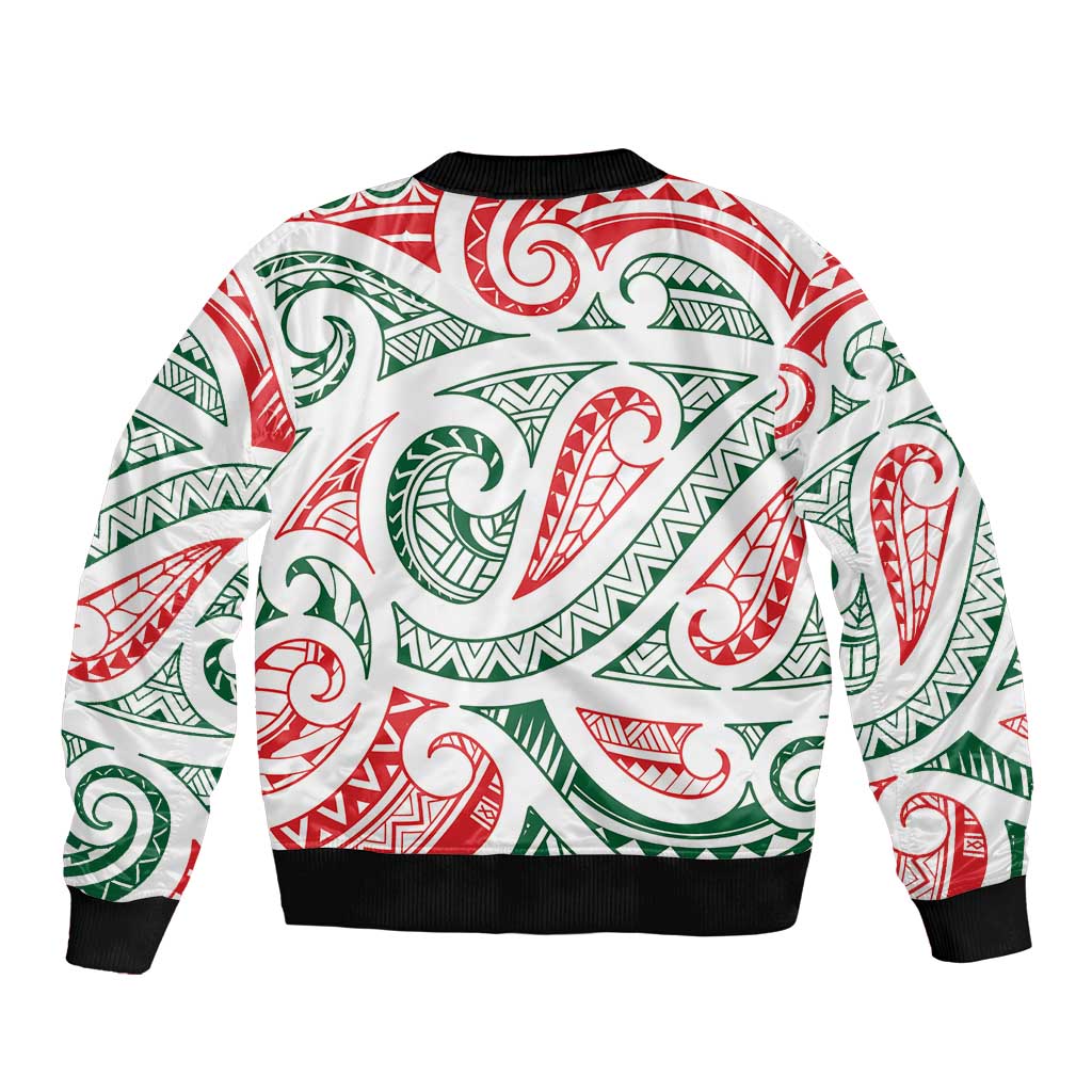 New Zealand Kowhaiwhai Christmas Bomber Jacket Traditional Maori Koru Pattern LT9 - Polynesian Pride