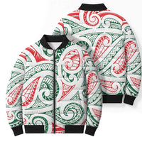 New Zealand Kowhaiwhai Christmas Bomber Puffer Jacket Traditional Maori Koru Pattern - Polynesian Pride