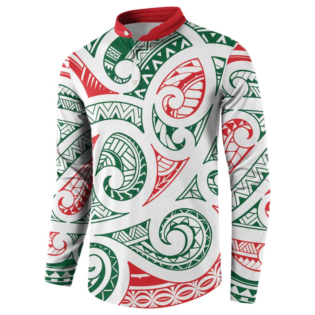 New Zealand Kowhaiwhai Christmas Button Sweatshirt Traditional Maori Koru Pattern - Polynesian Pride