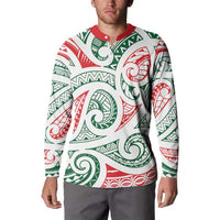 New Zealand Kowhaiwhai Christmas Button Sweatshirt Traditional Maori Koru Pattern - Polynesian Pride