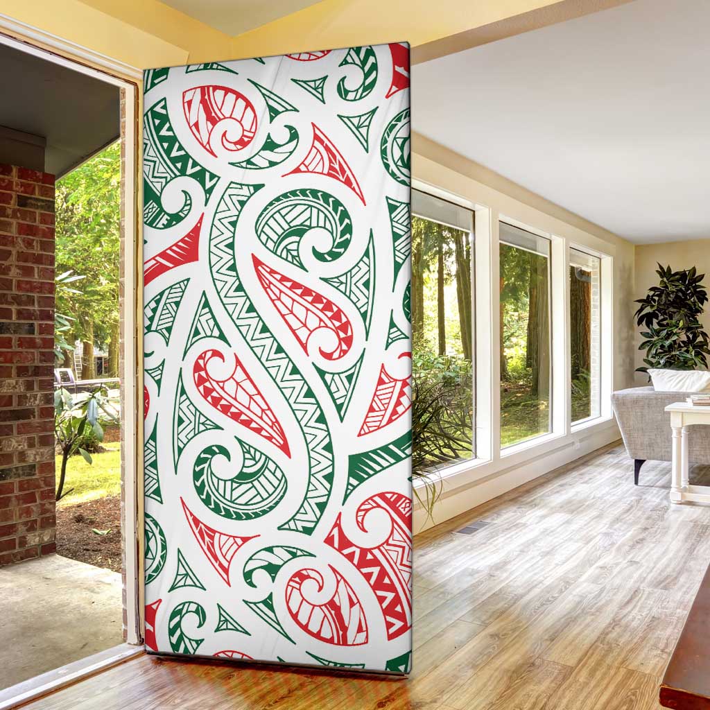 New Zealand Kowhaiwhai Christmas Door Cover Traditional Maori Koru Pattern - Polynesian Pride